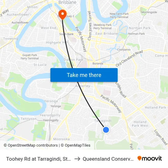 Toohey Rd at Tarragindi, Stop 44/48 to Queensland Conservatorium map
