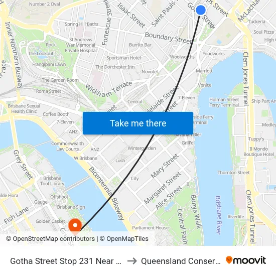 Gotha Street Stop 231 Near Wickham St to Queensland Conservatorium map
