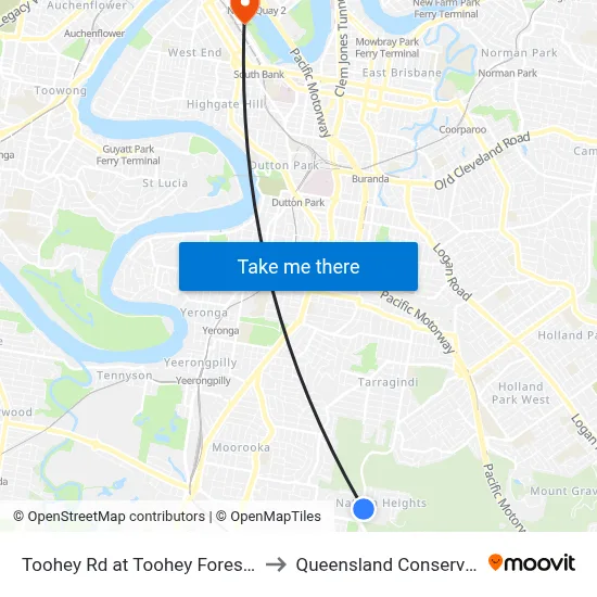 Toohey Rd at Toohey Forest, Stop 53 to Queensland Conservatorium map