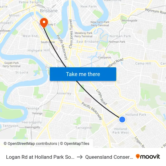 Logan Rd at Holland Park South, Stop 31 to Queensland Conservatorium map