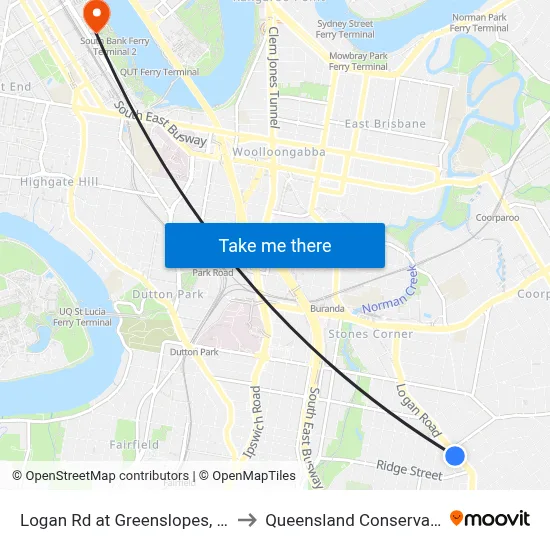 Logan Rd at Greenslopes, Stop 22 to Queensland Conservatorium map