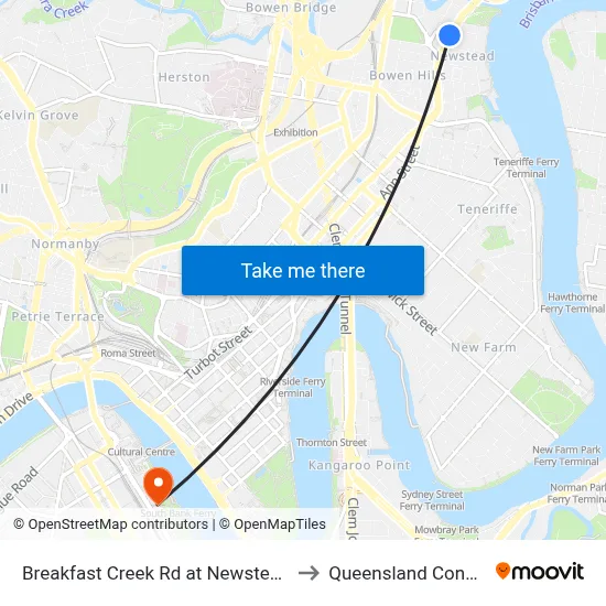 Breakfast Creek Rd at Newstead House, Stop 12 to Queensland Conservatorium map