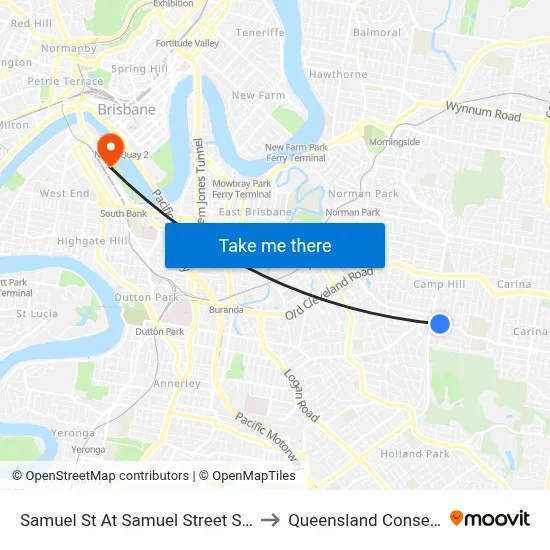 Samuel St At Samuel Street Shops, Stop 41 to Queensland Conservatorium map