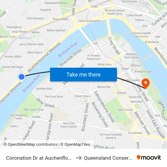 Coronation Dr at Auchenflower, Stop 7 to Queensland Conservatorium map