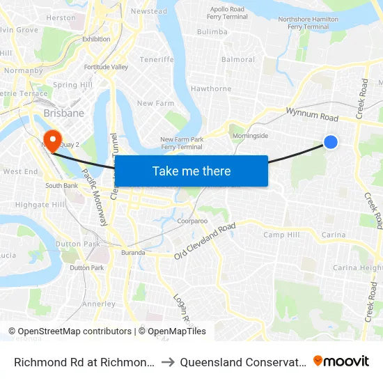 Richmond Rd at Richmond East to Queensland Conservatorium map