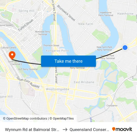 Wynnum Rd at Balmoral Street, Stop 21 to Queensland Conservatorium map