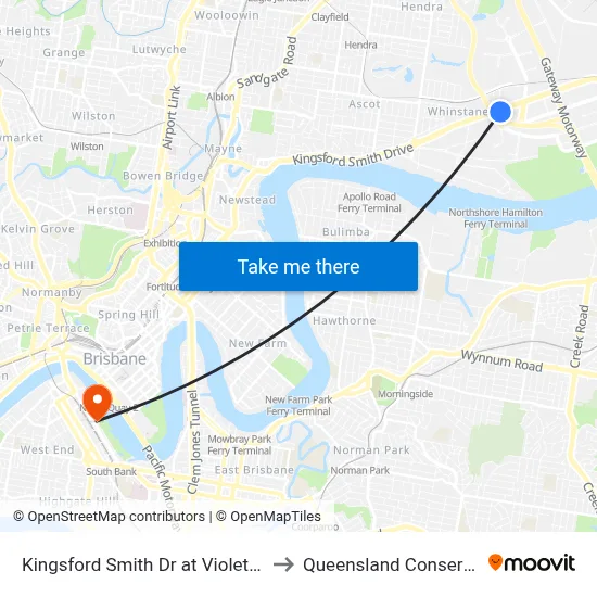Kingsford Smith Dr at Violet St, Stop 35 to Queensland Conservatorium map
