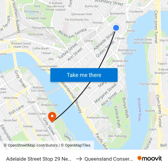 Adelaide Street Stop 29 Near Wharf St to Queensland Conservatorium map