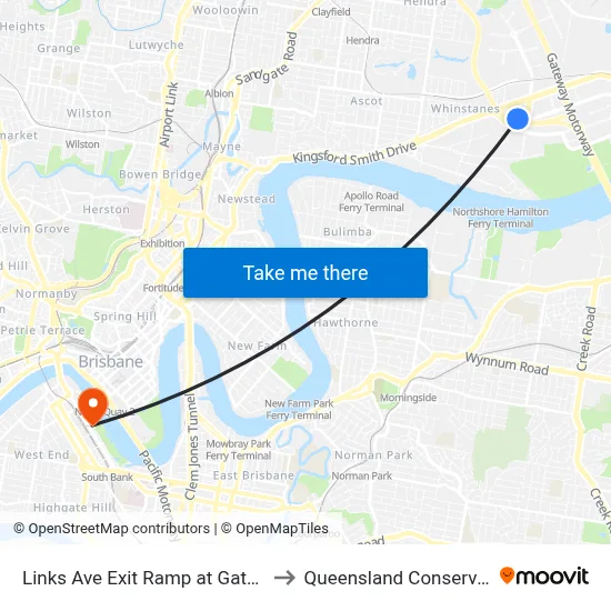 Links Ave Exit Ramp at Gateway Tafe to Queensland Conservatorium map