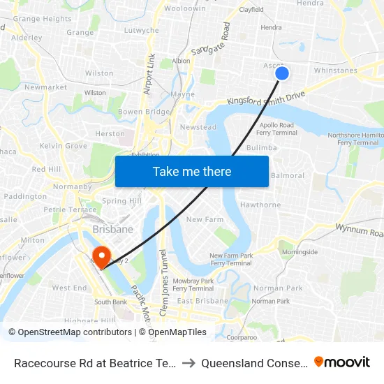 Racecourse Rd at Beatrice Terrace, Stop 22 to Queensland Conservatorium map