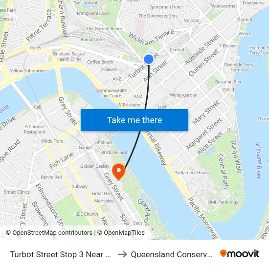 Turbot Street Stop 3 Near Albert St to Queensland Conservatorium map