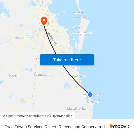 Twin Towns Services Club to Queensland Conservatorium map