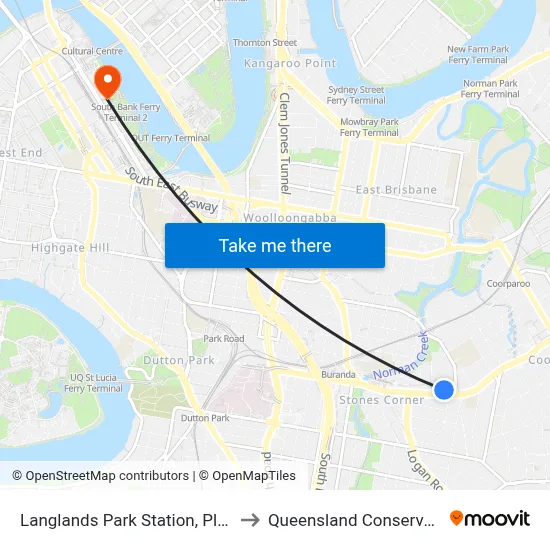 Langlands Park Station, Platform 2 to Queensland Conservatorium map