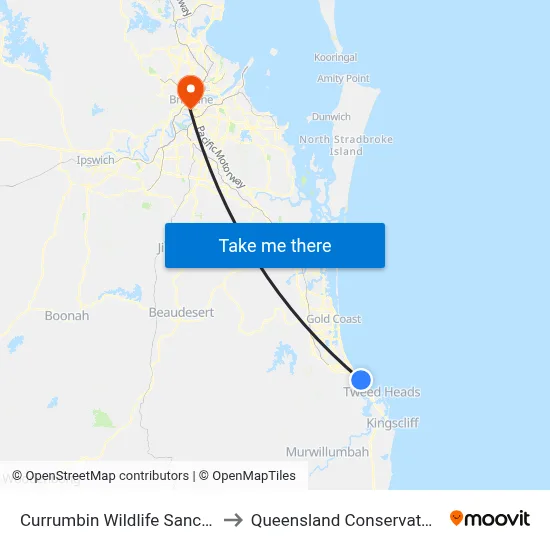 Currumbin Wildlife Sanctuary to Queensland Conservatorium map
