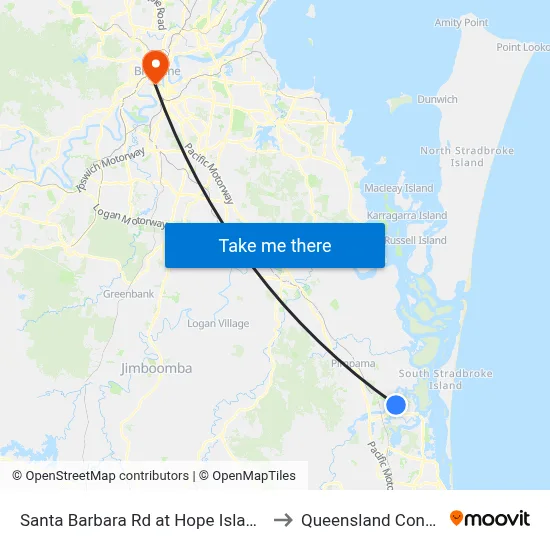 Santa Barbara Rd at Hope Island Shopping Centre to Queensland Conservatorium map
