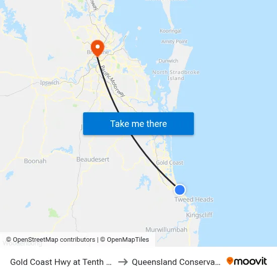 Gold Coast Hwy at Tenth Avenue to Queensland Conservatorium map