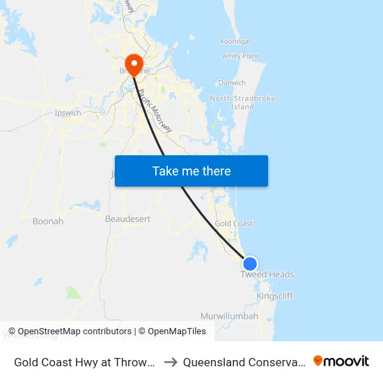 Gold Coast Hwy at Thrower Drive to Queensland Conservatorium map