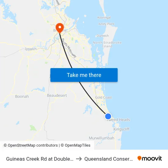 Guineas Creek Rd at Doubleview Drive to Queensland Conservatorium map