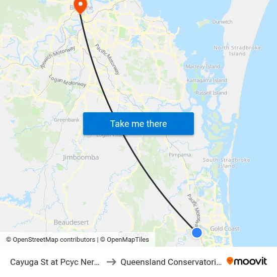 Cayuga St at Pcyc Nerang to Queensland Conservatorium map