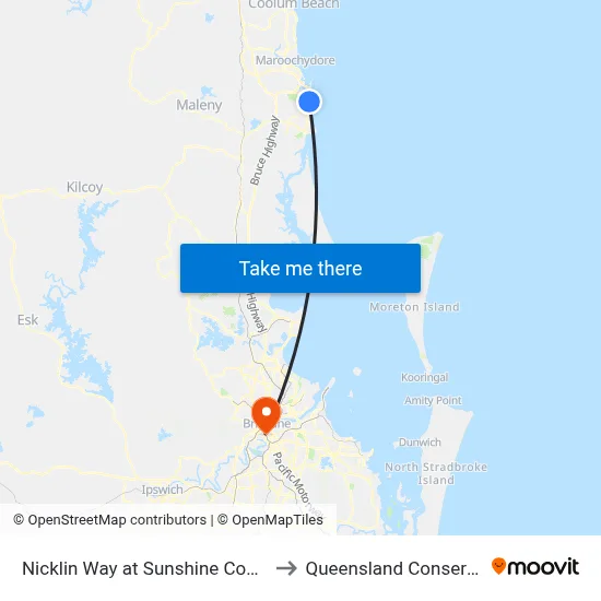 Nicklin Way at Sunshine Coast Stadium to Queensland Conservatorium map