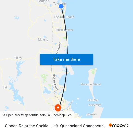 Gibson Rd at the Cockleshell to Queensland Conservatorium map