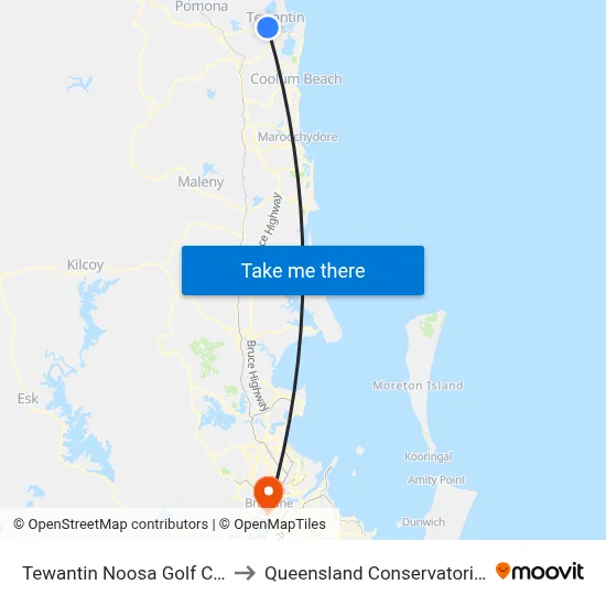 Tewantin Noosa Golf Club to Queensland Conservatorium map