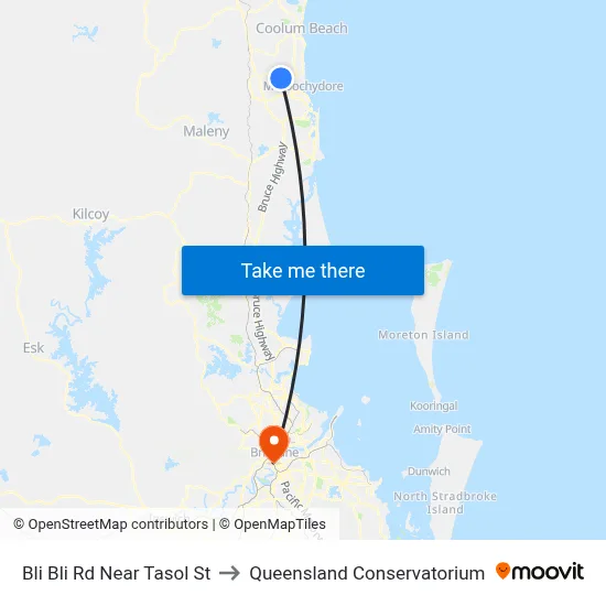 Bli Bli Rd Near Tasol St to Queensland Conservatorium map