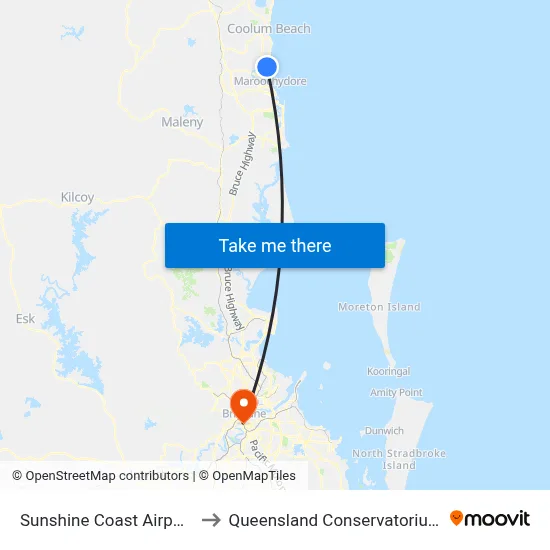 Sunshine Coast Airport to Queensland Conservatorium map