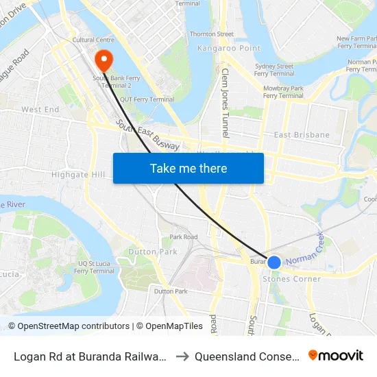 Logan Rd at Buranda Railway, Stop 14/16 to Queensland Conservatorium map