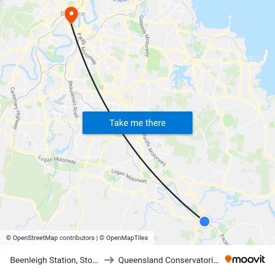 Beenleigh Station, Stop B to Queensland Conservatorium map