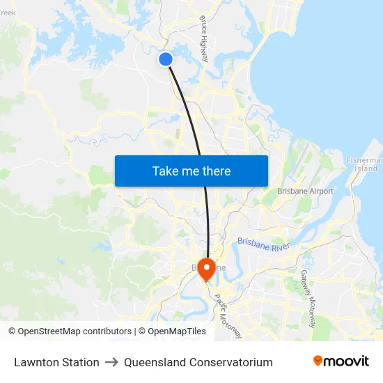 Lawnton Station to Queensland Conservatorium map