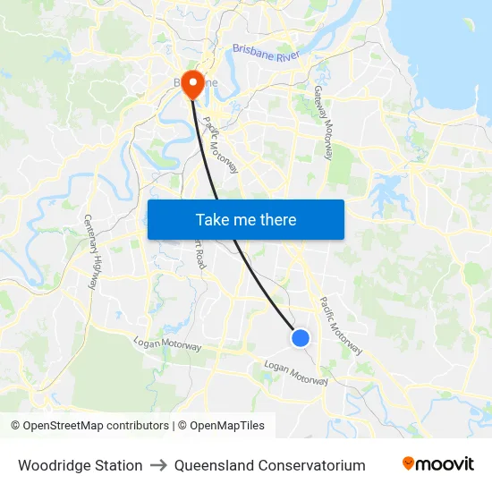 Woodridge Station to Queensland Conservatorium map