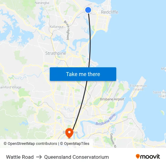 Wattle Road to Queensland Conservatorium map
