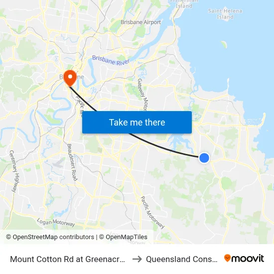 Mount Cotton Rd at Greenacres Caravan Park to Queensland Conservatorium map
