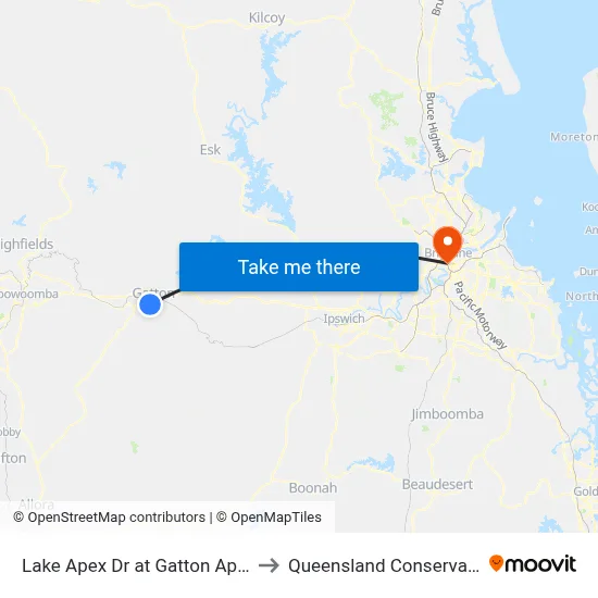 Lake Apex Dr at Gatton Apex Park to Queensland Conservatorium map