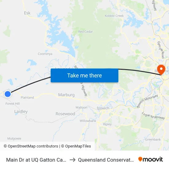 Main Dr at UQ Gatton Campus to Queensland Conservatorium map