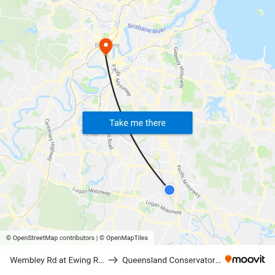 Wembley Rd at Ewing Road to Queensland Conservatorium map