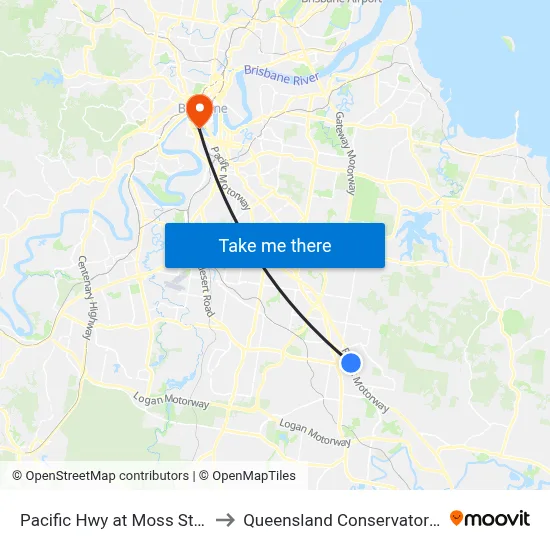 Pacific Hwy at Moss Street to Queensland Conservatorium map