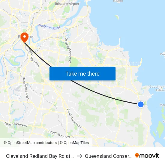 Cleveland Redland Bay Rd at Anita Street to Queensland Conservatorium map