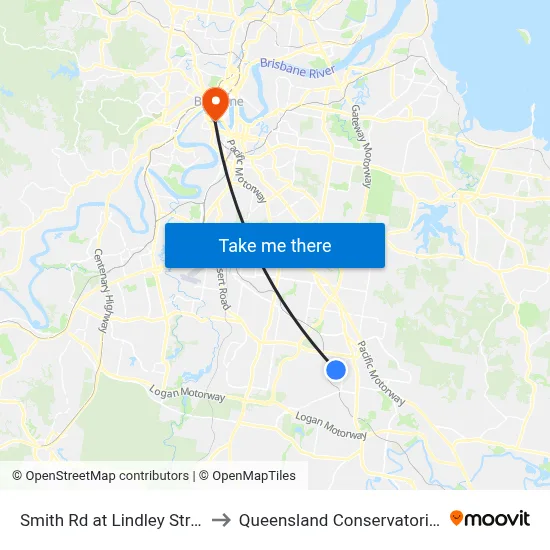 Smith Rd at Lindley Street to Queensland Conservatorium map