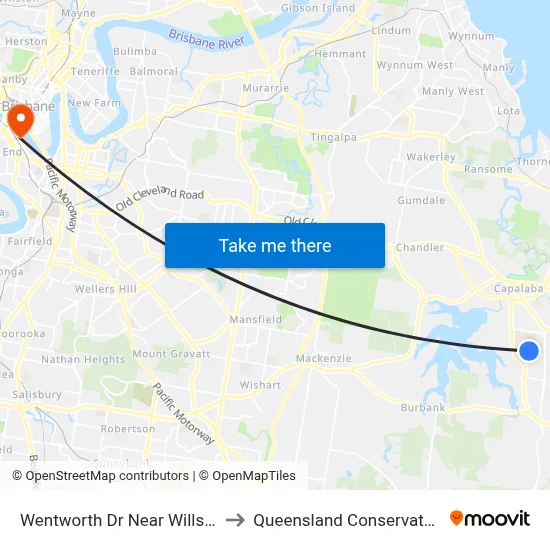 Wentworth Dr Near Wills Lane to Queensland Conservatorium map