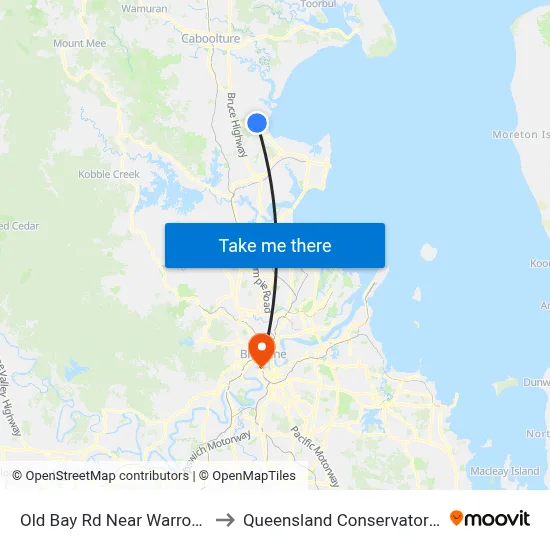 Old Bay Rd Near Warroo Dr to Queensland Conservatorium map