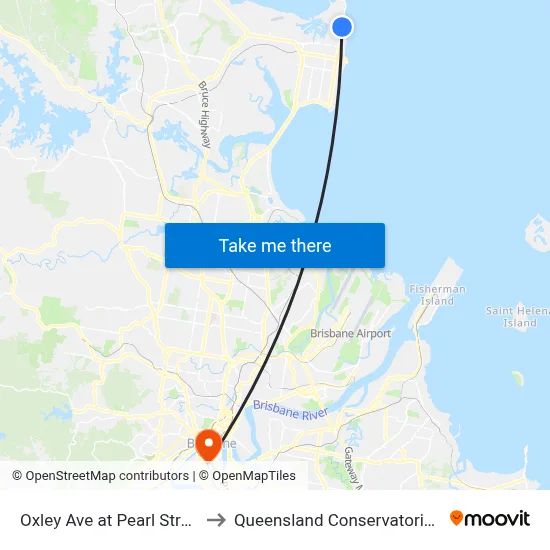 Oxley Ave at Pearl Street to Queensland Conservatorium map
