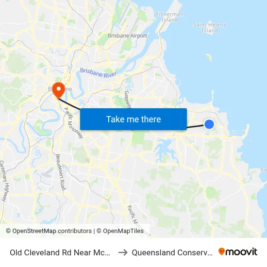 Old Cleveland Rd Near Mcdonald Rd to Queensland Conservatorium map