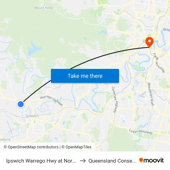 Ipswich Warrego Hwy at North High Street to Queensland Conservatorium map