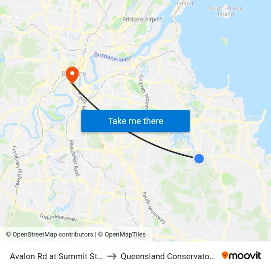 Avalon Rd at Summit Street to Queensland Conservatorium map