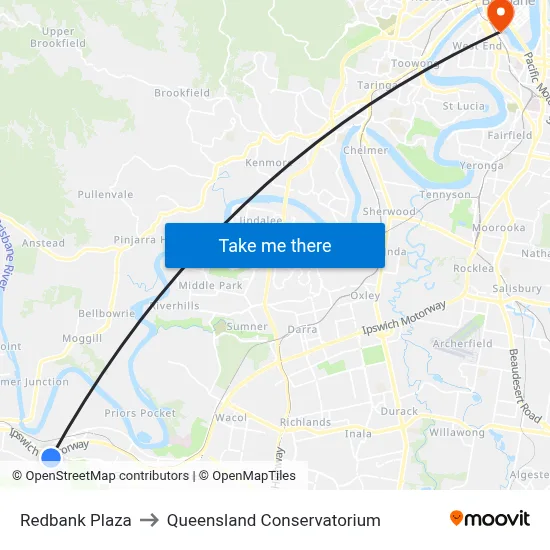 Redbank Plaza to Queensland Conservatorium map