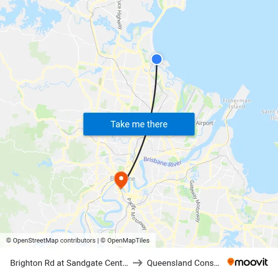 Brighton Rd at Sandgate Central, Stop 34/33 to Queensland Conservatorium map