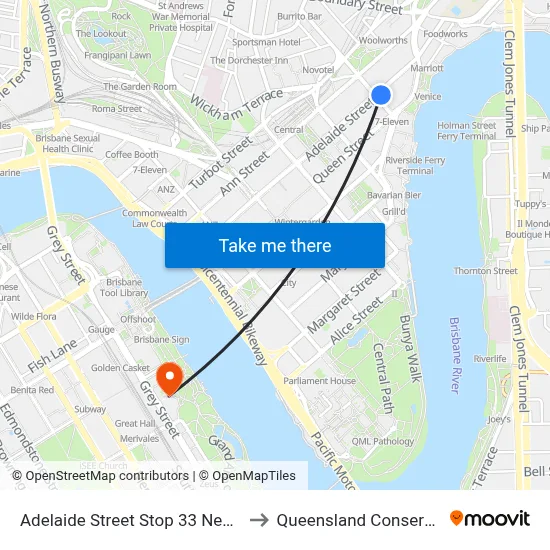 Adelaide Street Stop 33 Near Wharf St to Queensland Conservatorium map