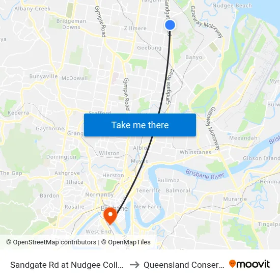Sandgate Rd at Nudgee College, Stop 17 to Queensland Conservatorium map